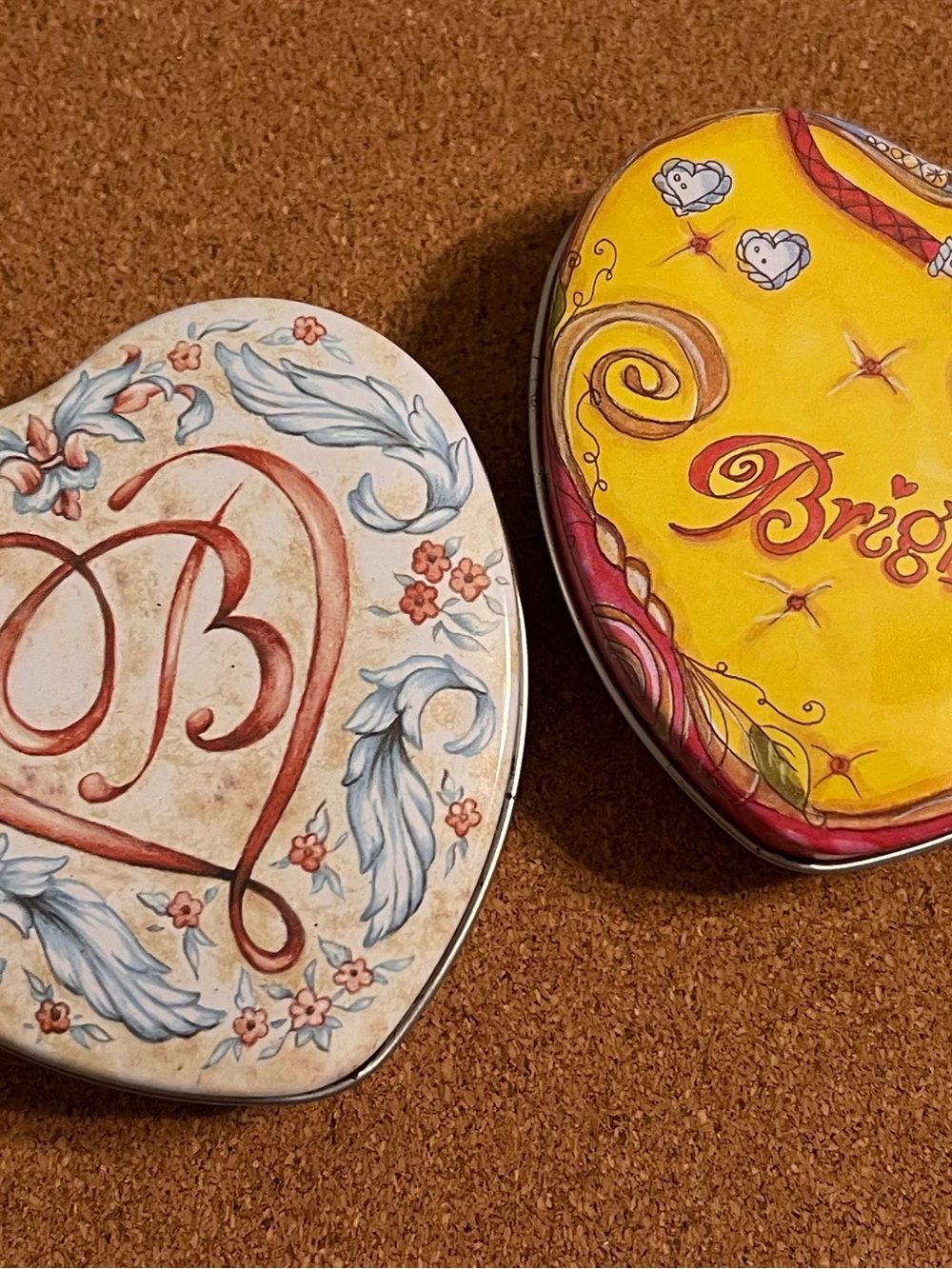 Brighton Heart Jewelry Tins in Yellow and Cream Floral Design